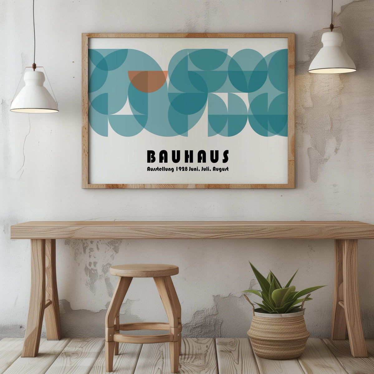 Abstract Bauhaus 1928 Teal Geometric Shapes - Rolled Poster Wall Art Print | House Prints