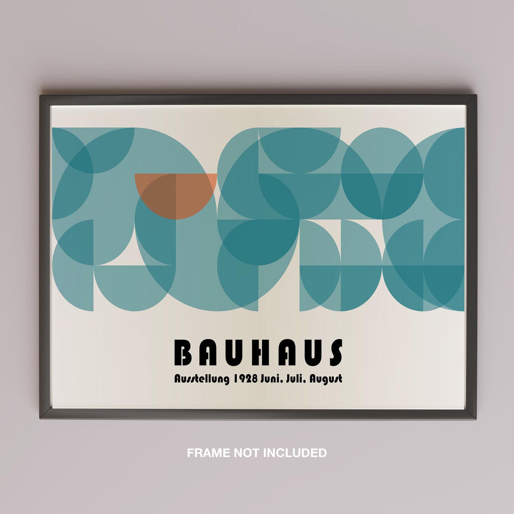Abstract Bauhaus 1928 Teal Geometric Shapes - Rolled Poster Wall Art Print | House Prints