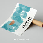 Abstract Bauhaus 1928 Teal Geometric Shapes - Rolled Poster Wall Art Print | House Prints