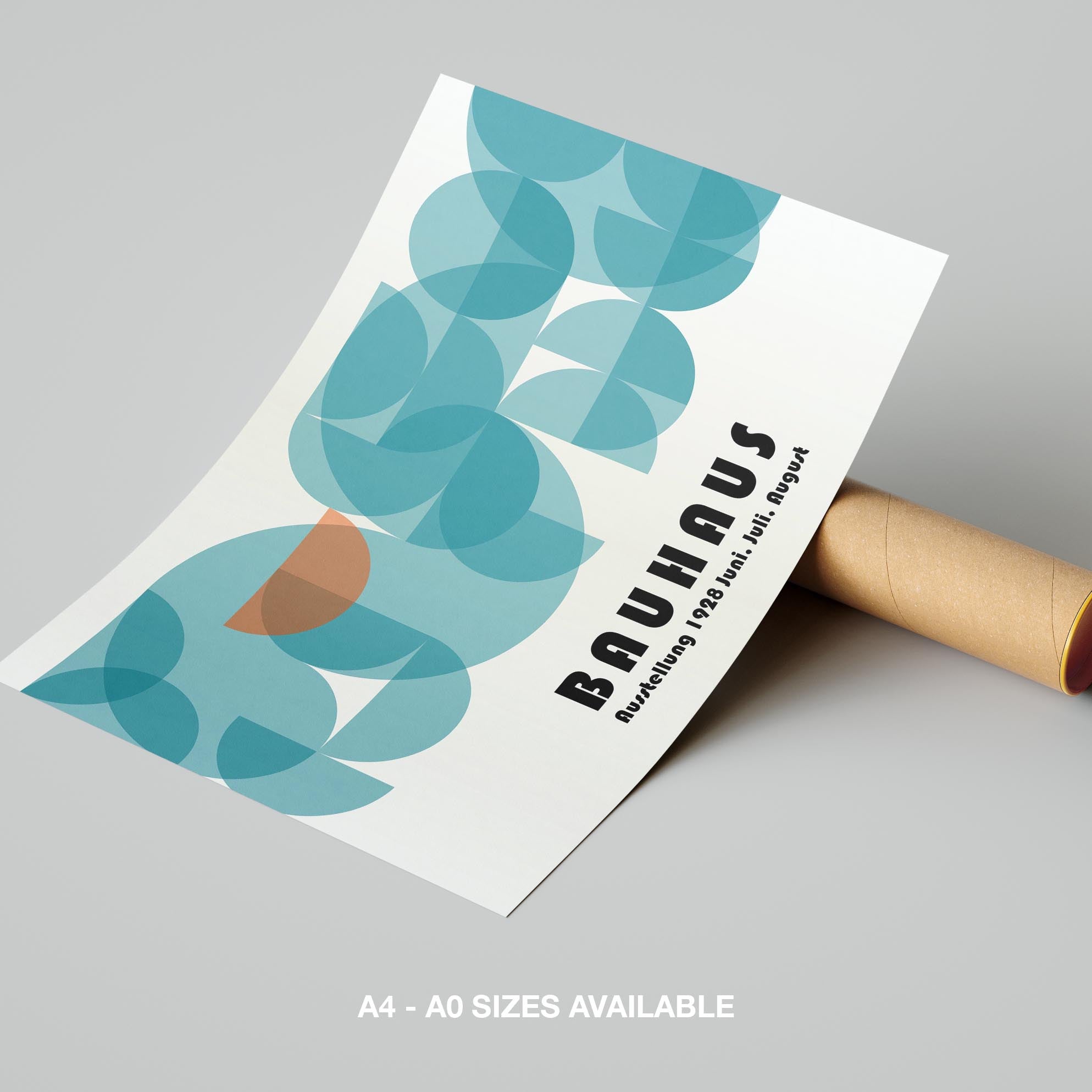 Abstract Bauhaus 1928 Teal Geometric Shapes - Rolled Poster Wall Art Print | House Prints