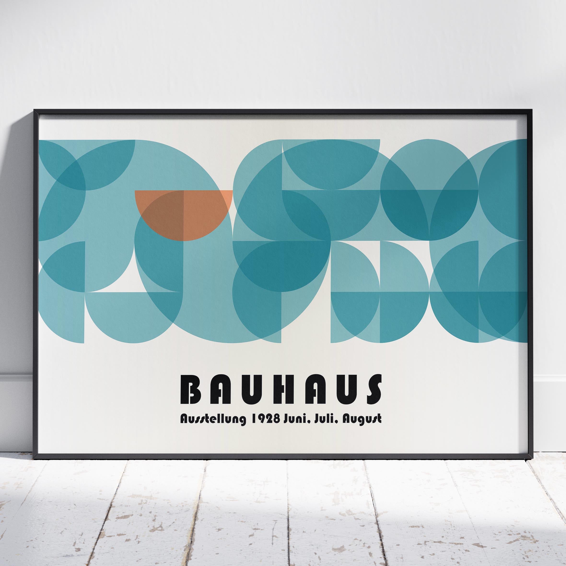 Abstract Bauhaus 1928 Teal Geometric Shapes - Rolled Poster Wall Art Print | House Prints