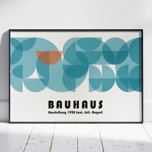 Abstract Bauhaus 1928 Teal Geometric Shapes - Rolled Poster Wall Art Print - House Prints