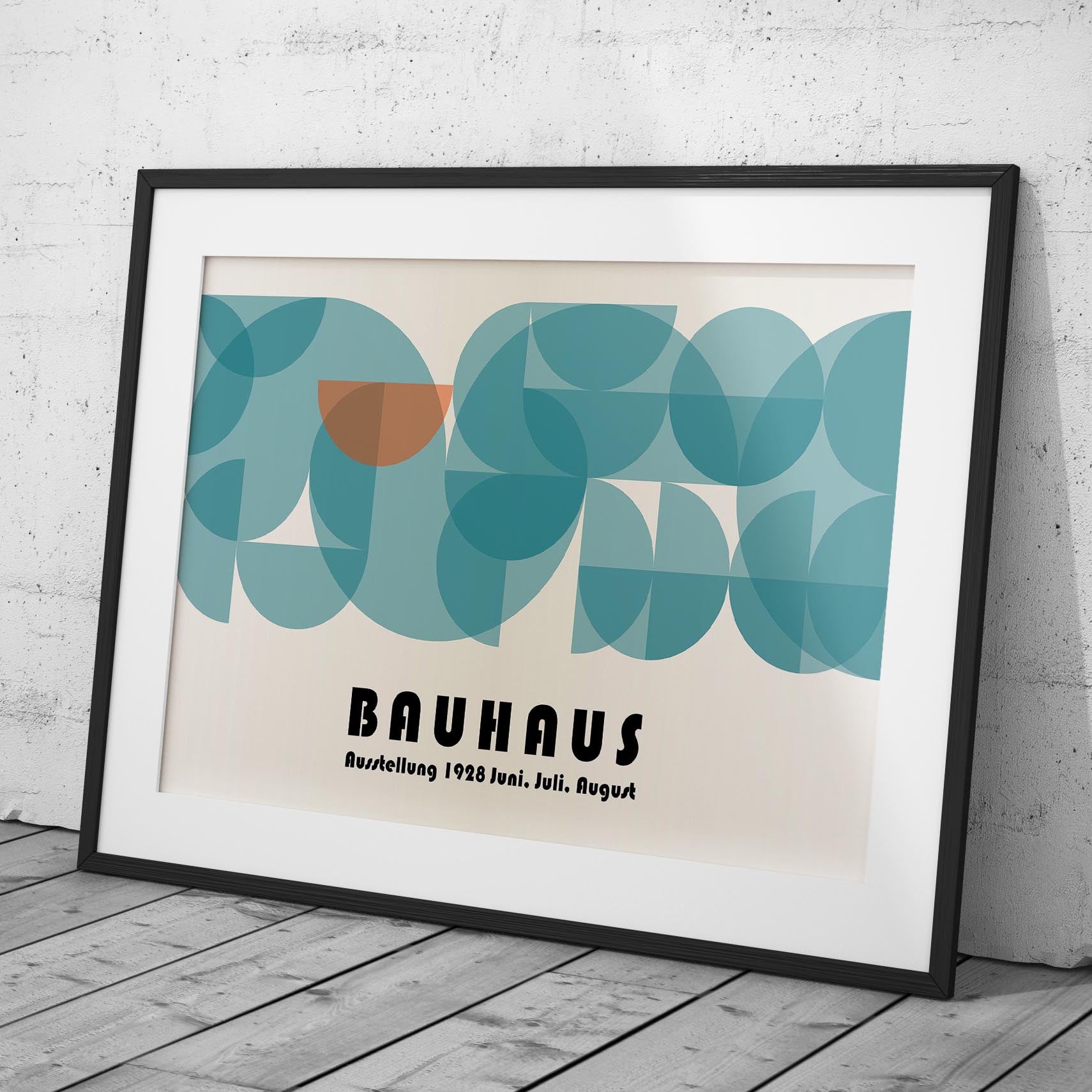 Abstract Bauhaus 1928 Teal Geometric Shapes - Rolled Poster Wall Art Print | House Prints