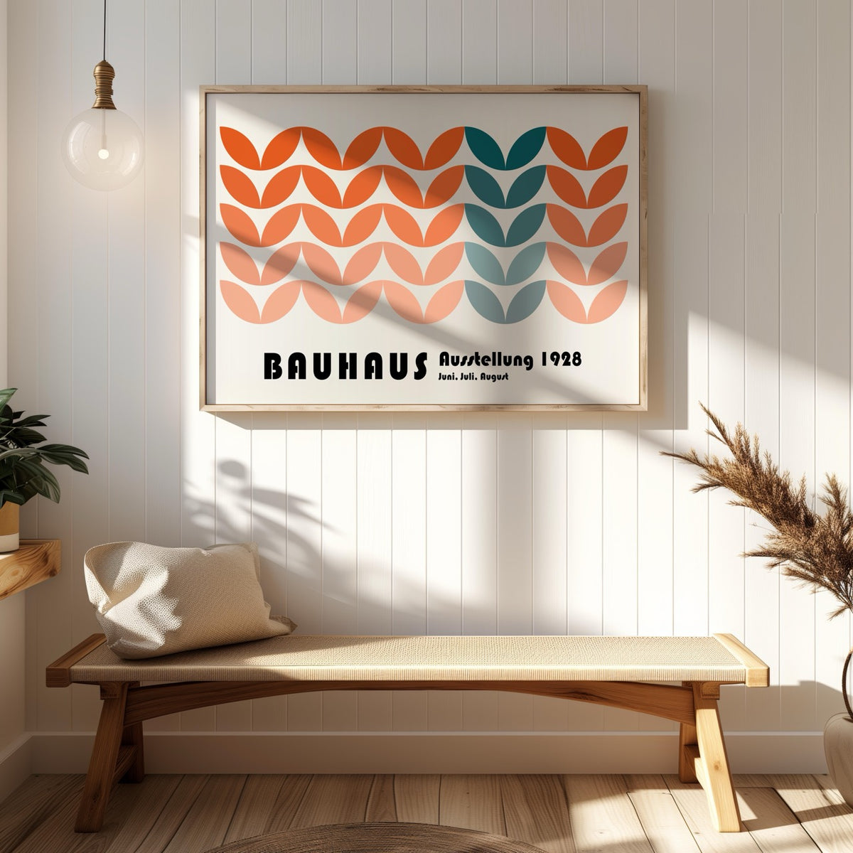 Abstract Bauhaus 1928 Orange & Teal Geometric Shapes - Rolled Poster Wall Art Print | House Prints