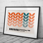Abstract Bauhaus 1928 Orange & Teal Geometric Shapes - Rolled Poster Wall Art Print | House Prints