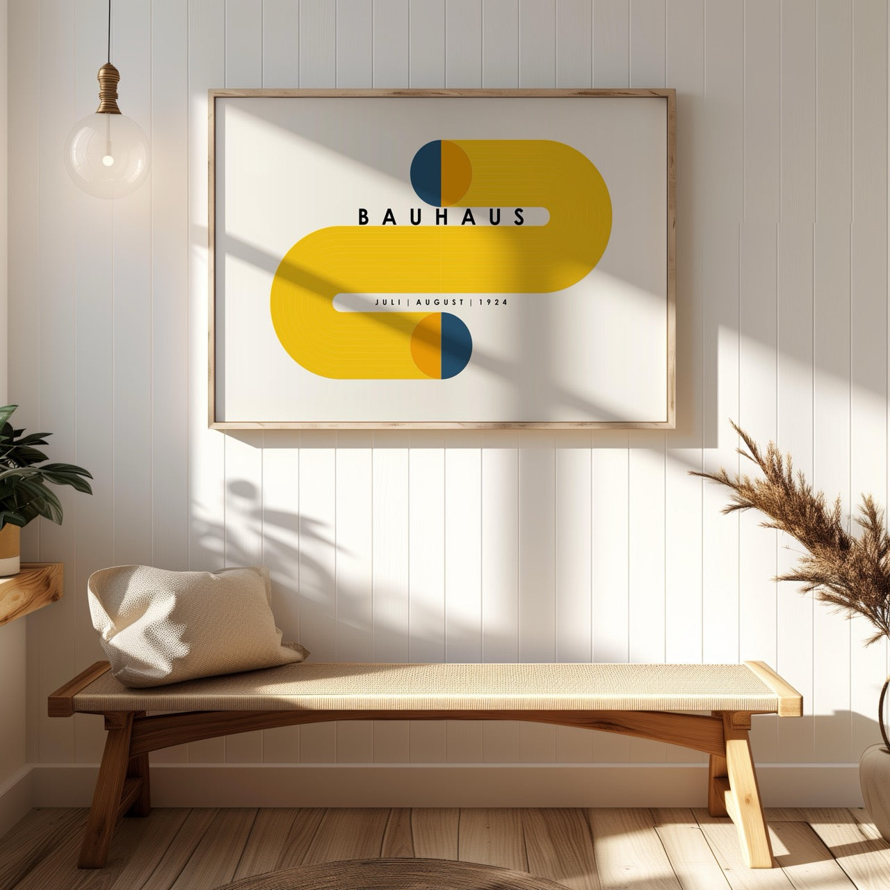 Abstract Bauhaus Orange & Navy Circles 1924 - Rolled Poster Wall Art Print | House Prints