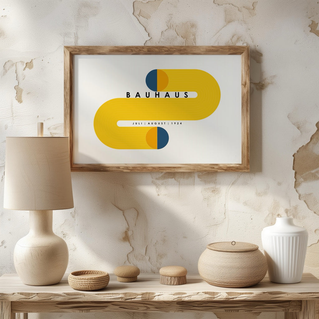 Abstract Bauhaus Orange & Navy Circles 1924 - Rolled Poster Wall Art Print | House Prints