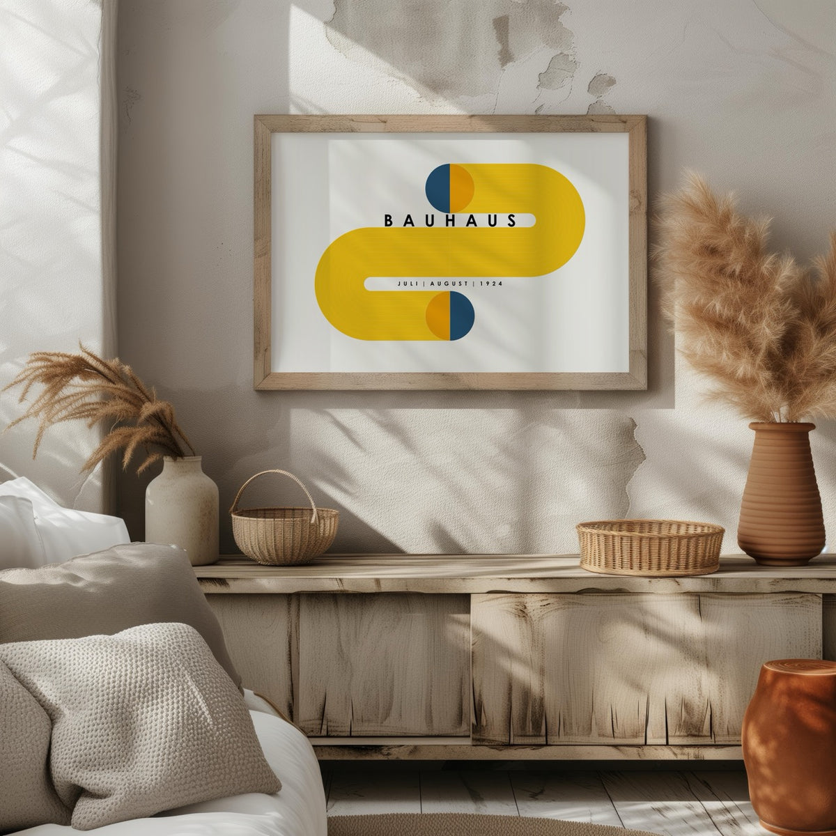 Abstract Bauhaus Orange & Navy Circles 1924 - Rolled Poster Wall Art Print | House Prints