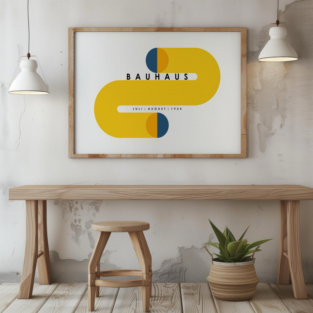 Abstract Bauhaus Orange & Navy Circles 1924 - Rolled Poster Wall Art Print | House Prints