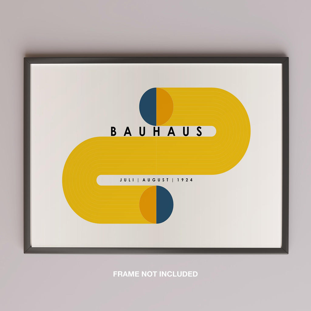 Abstract Bauhaus Orange & Navy Circles 1924 - Rolled Poster Wall Art Print | House Prints