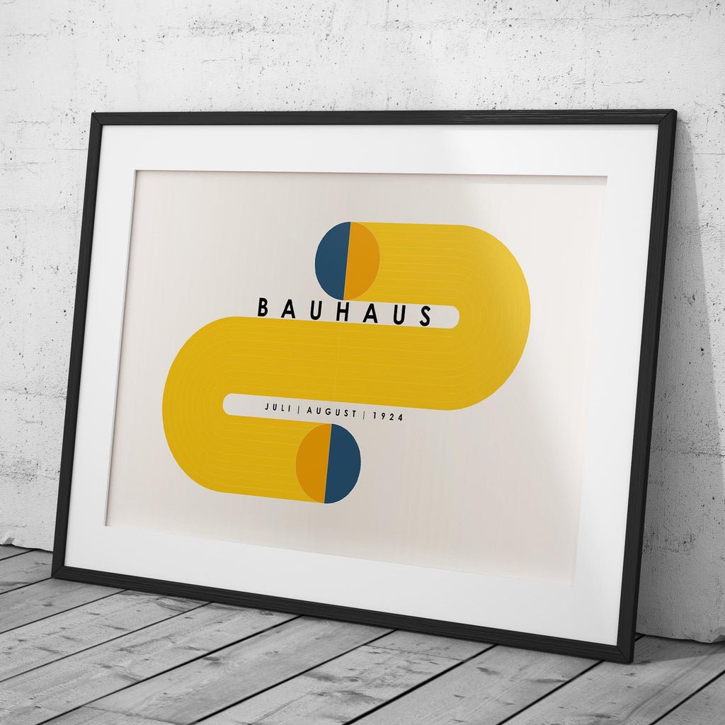 Abstract Bauhaus Orange & Navy Circles 1924 - Rolled Poster Wall Art Print | House Prints