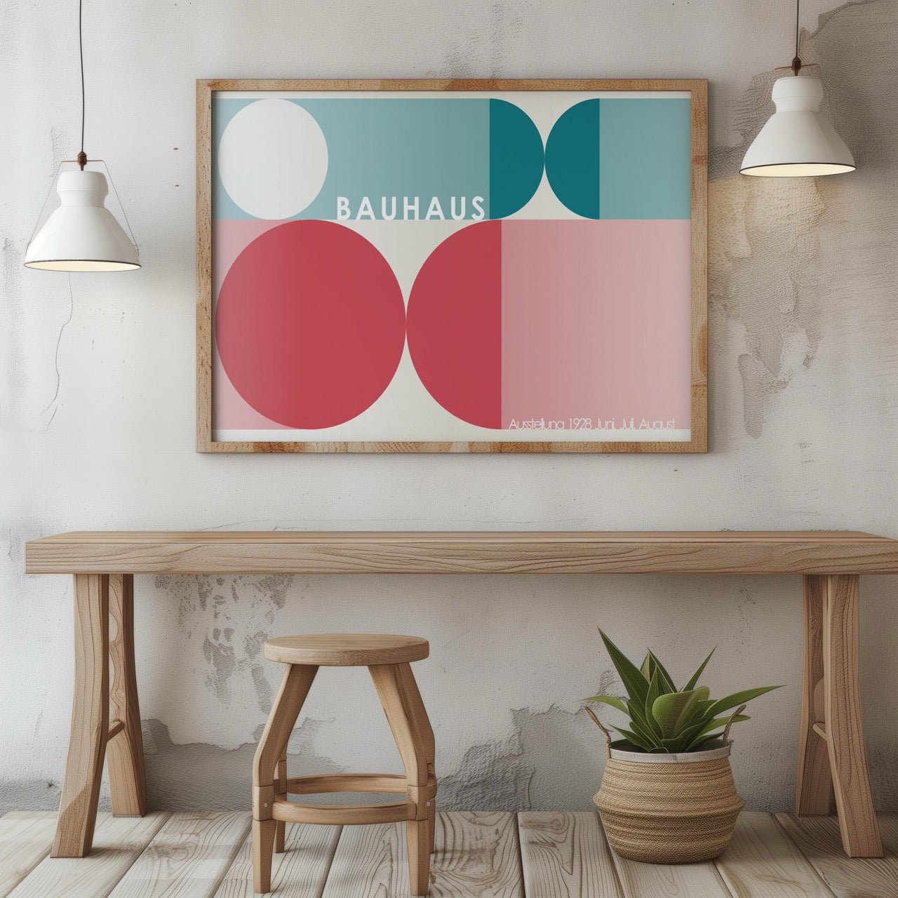 Abstract Colourful Bauhaus 1928 Geometric Circles - Rolled Poster Wall Art Print - House Prints