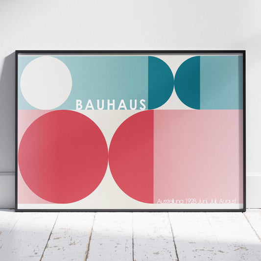 Abstract Colourful Bauhaus 1928 Geometric Circles - Rolled Poster Wall Art Print - House Prints