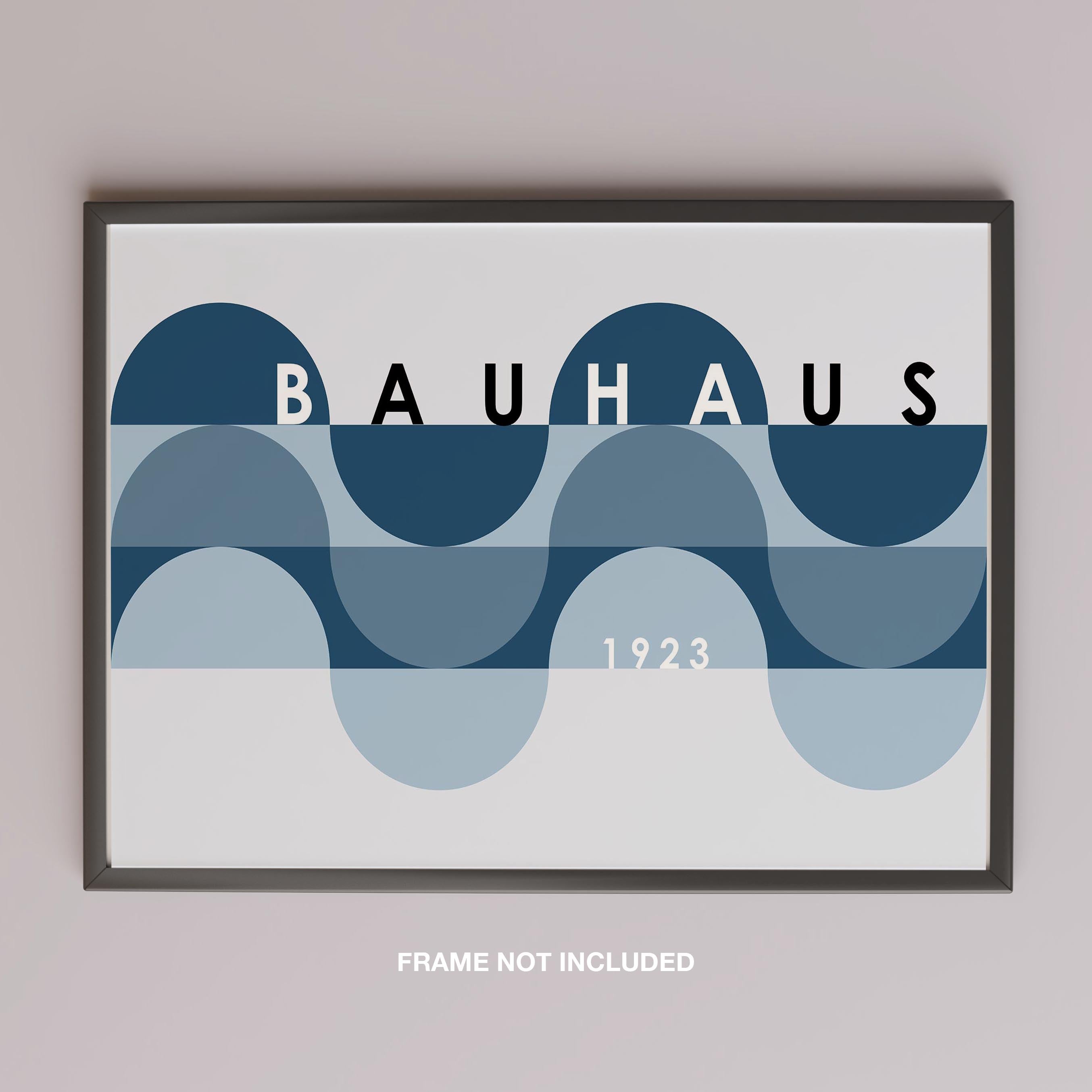 Geometric Bauhaus 1923 Abstract Blue Waves - Rolled Poster Wall Art Print | House Prints