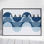 Geometric Bauhaus 1923 Abstract Blue Waves - Rolled Poster Wall Art Print | House Prints