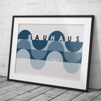 Geometric Bauhaus 1923 Abstract Blue Waves - Rolled Poster Wall Art Print | House Prints