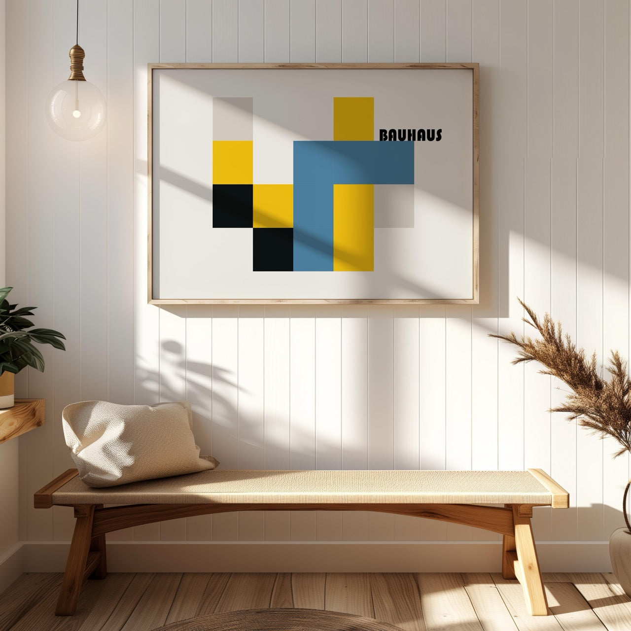 Yellow & Blue Bauhaus Minimalist Squares - Rolled Poster Wall Art Print | House Prints