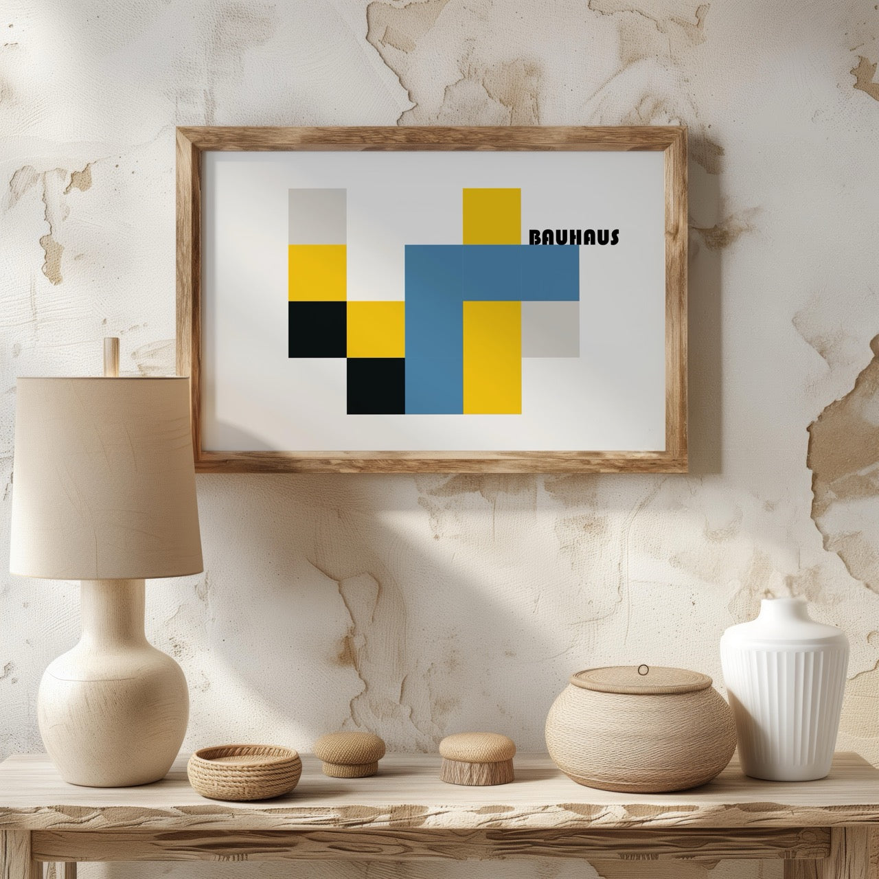 Yellow & Blue Bauhaus Minimalist Squares - Rolled Poster Wall Art Print | House Prints