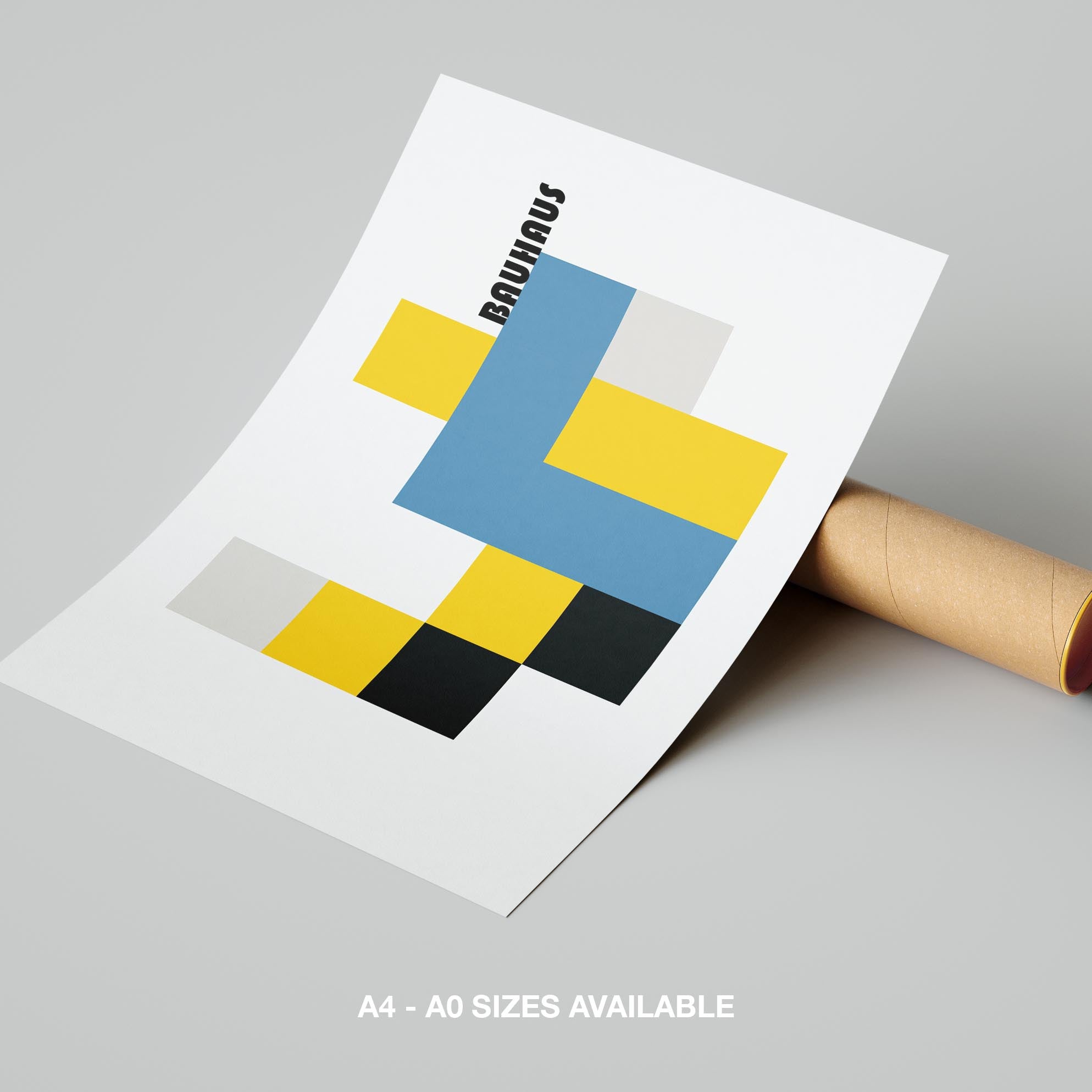 Yellow & Blue Bauhaus Minimalist Squares - Rolled Poster Wall Art Print | House Prints