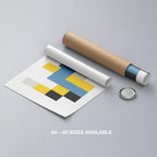 Yellow & Blue Bauhaus Minimalist Squares - Rolled Poster Wall Art Print | House Prints