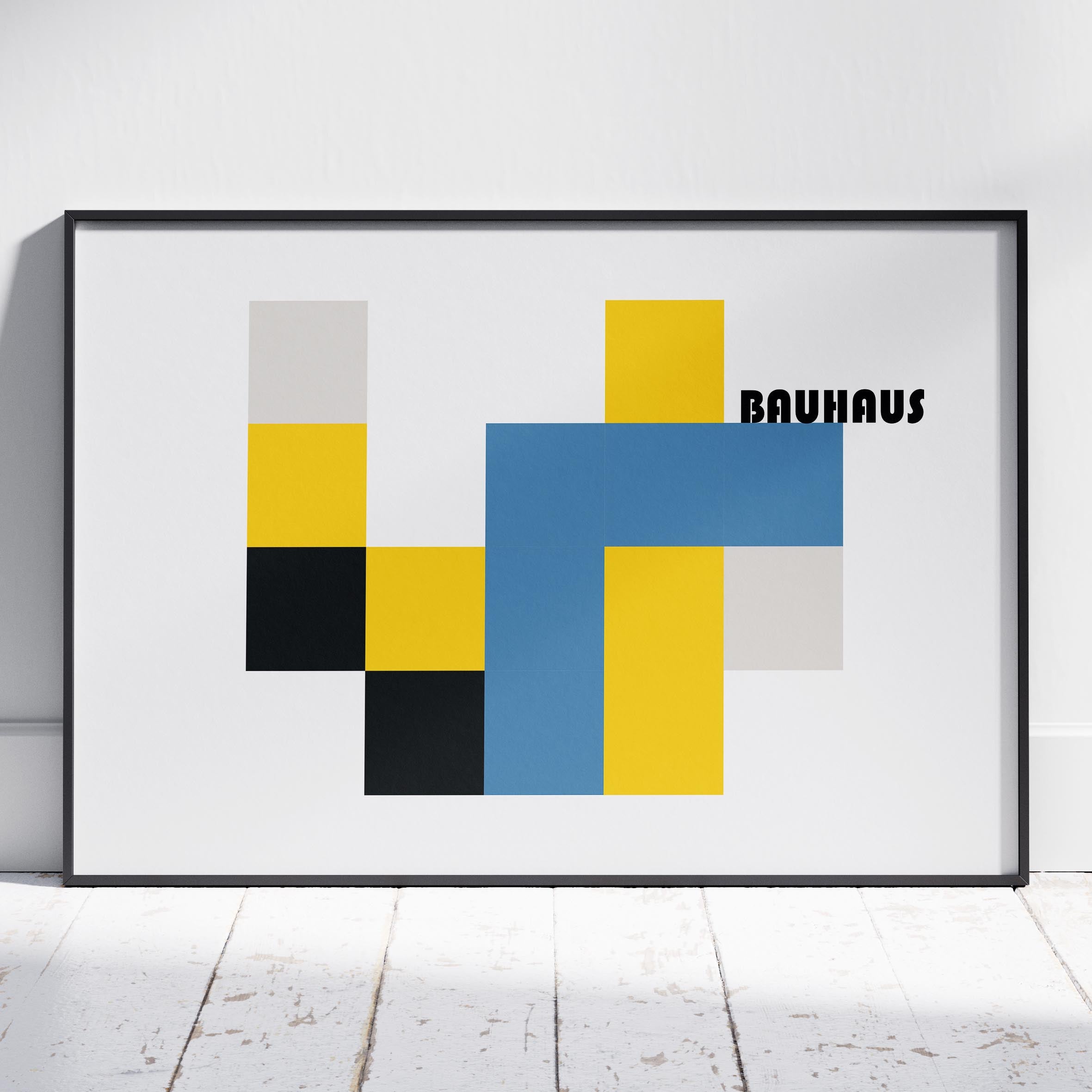Yellow & Blue Bauhaus Minimalist Squares - Rolled Poster Wall Art Print | House Prints
