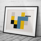 Yellow & Blue Bauhaus Minimalist Squares - Rolled Poster Wall Art Print | House Prints
