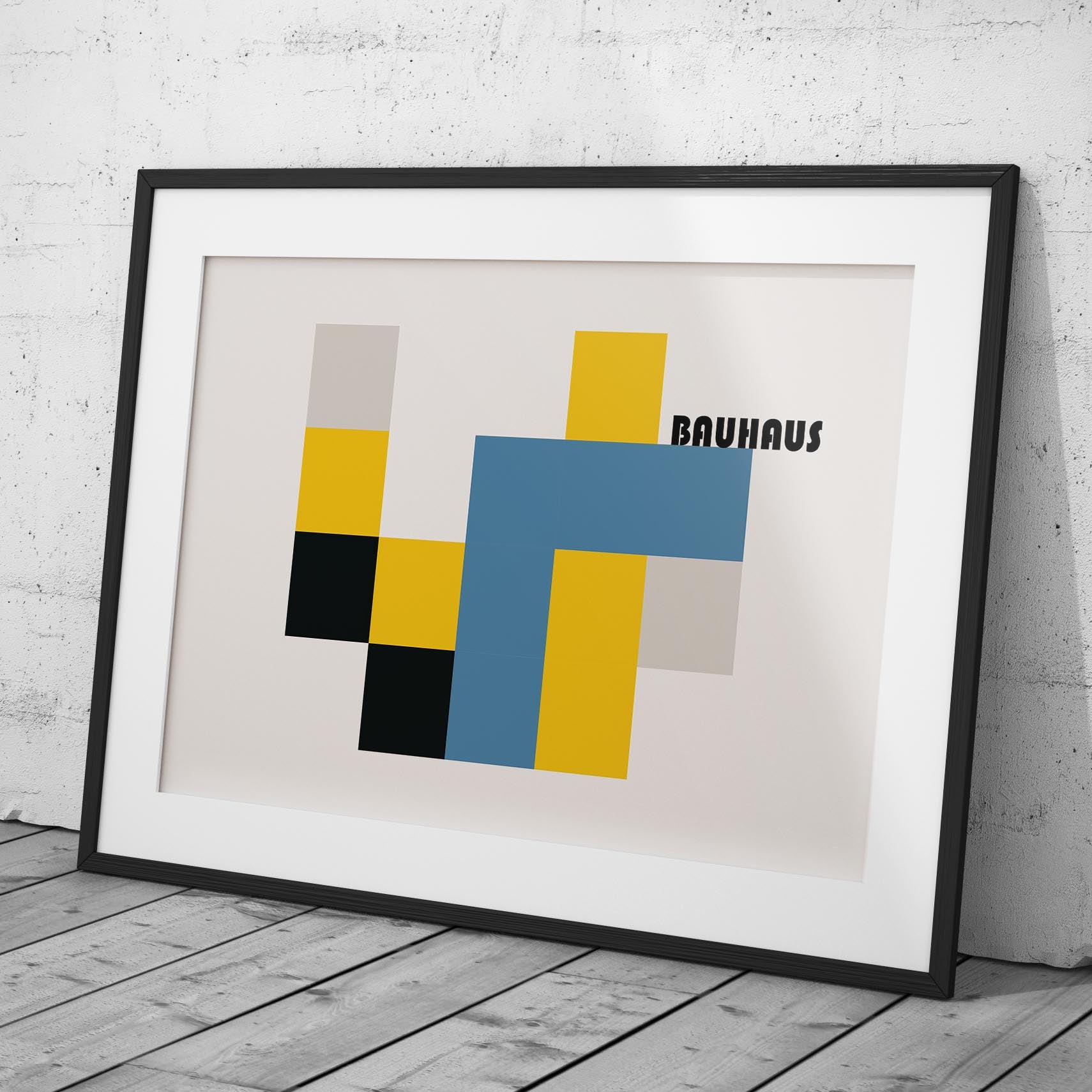 Yellow & Blue Bauhaus Minimalist Squares - Rolled Poster Wall Art Print | House Prints