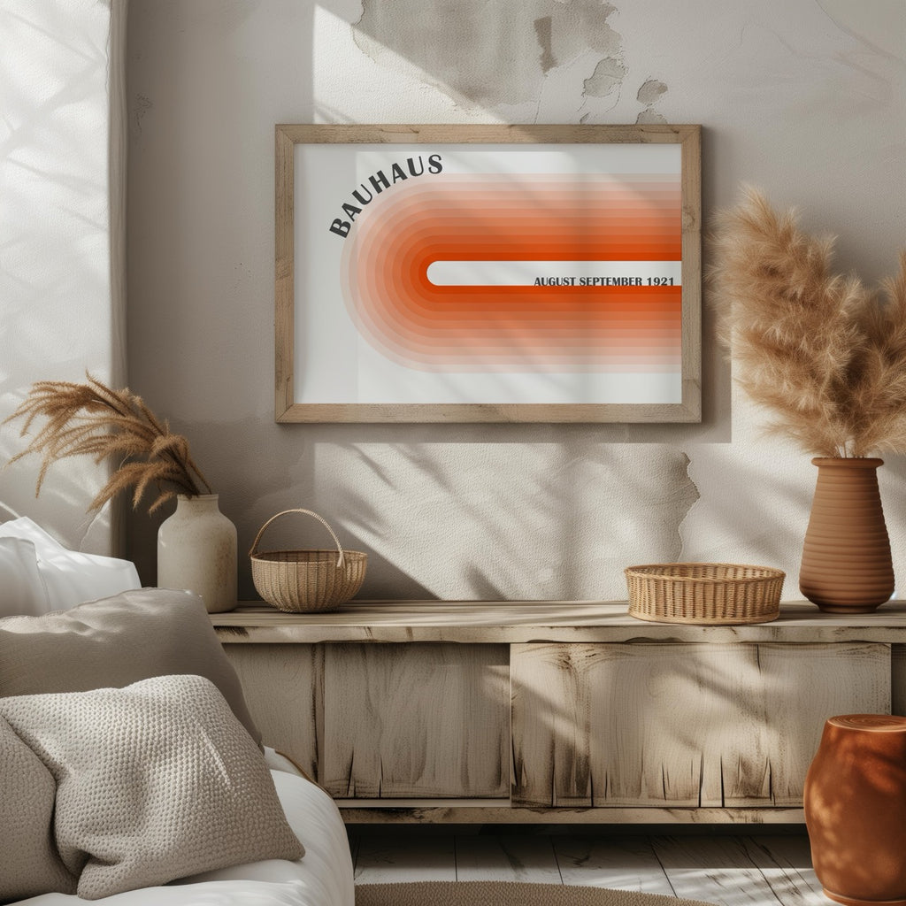 Abstract Orange 1921 Bauhaus Circle Hues - Rolled Poster Wall Art Print | House Prints