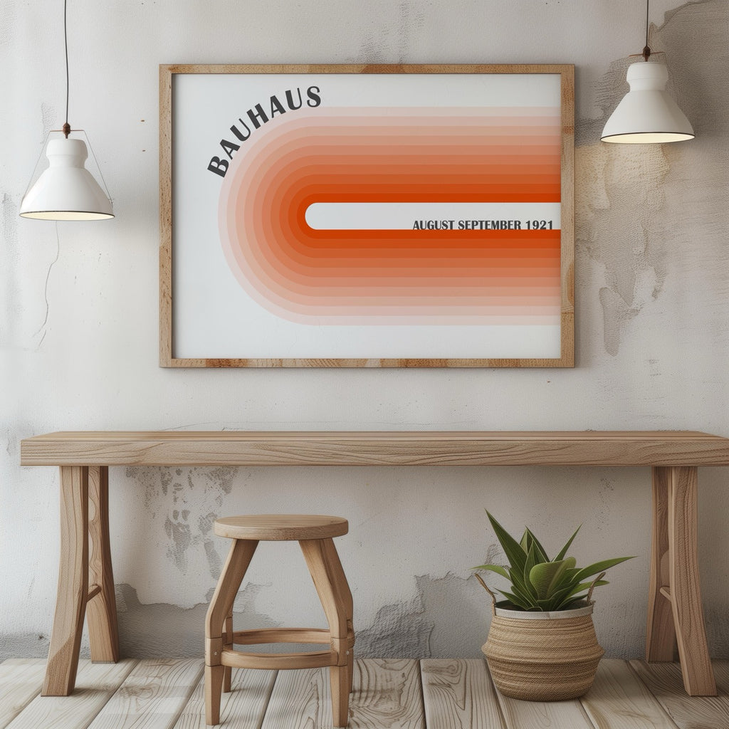 Abstract Orange 1921 Bauhaus Circle Hues - Rolled Poster Wall Art Print | House Prints