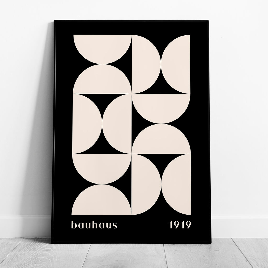 Bauhaus Half-Circles White on Black 1919 - Rolled Poster Wall Art Print
