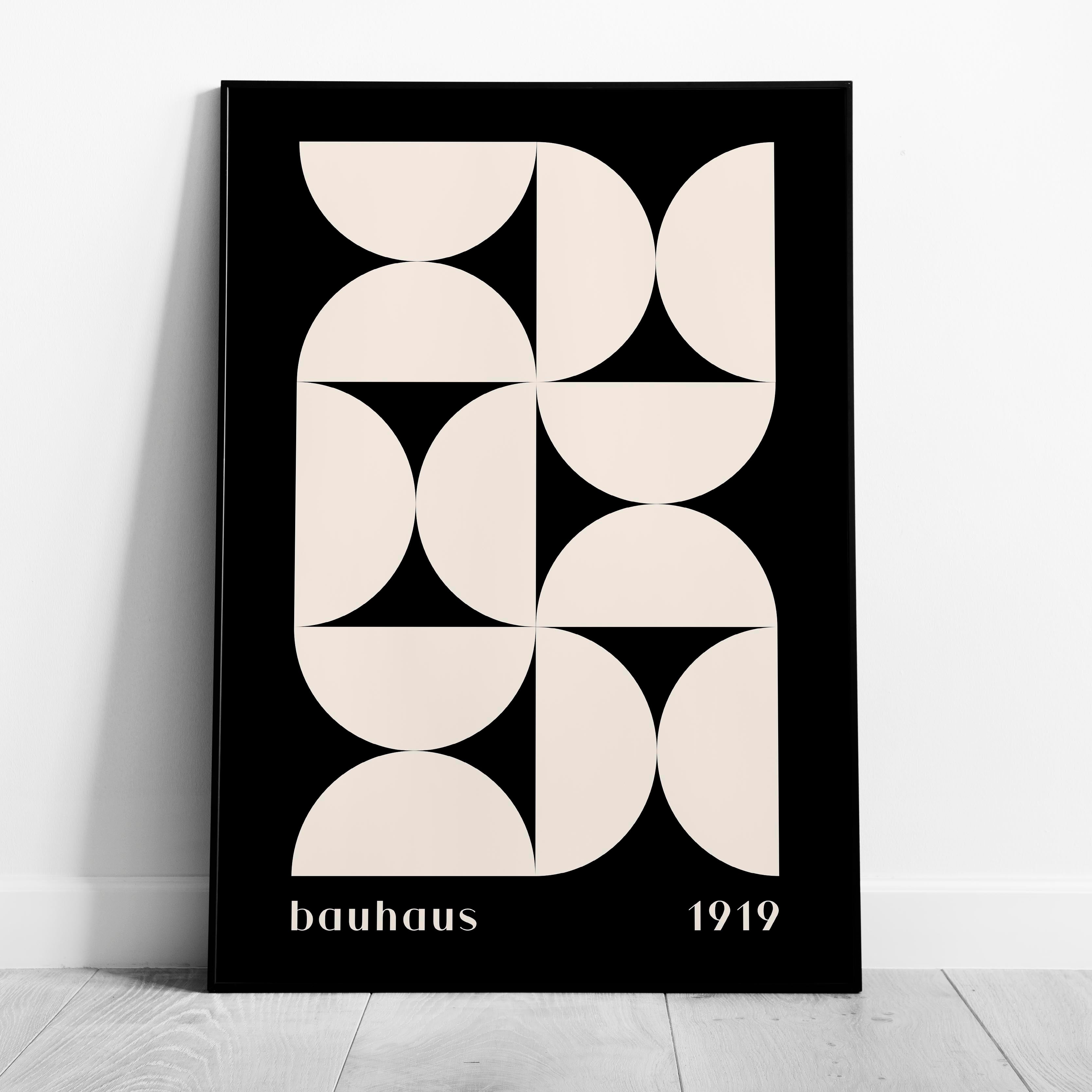 Bauhaus Half-Circles White on Black 1919 - Rolled Poster Wall Art Print