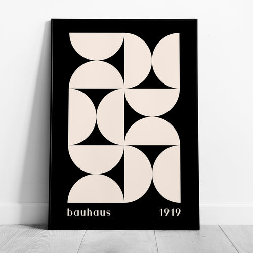 Bauhaus Half-Circles White on Black 1919 - Rolled Poster Wall Art Print | House Prints