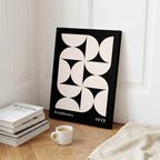 Bauhaus Half-Circles White on Black 1919 - Framed Canvas Wall Art Print