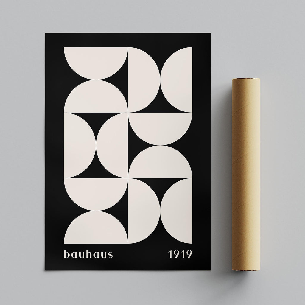 Bauhaus Half-Circles White on Black 1919 - Rolled Poster Wall Art Print