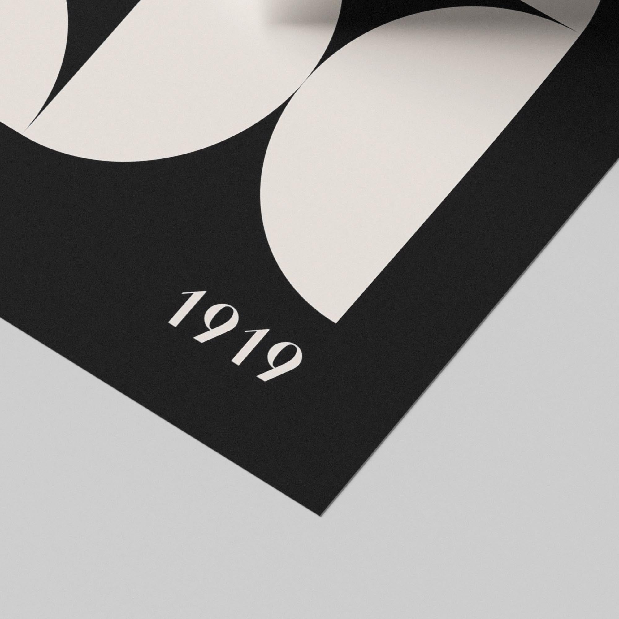 Bauhaus Half-Circles White on Black 1919 - Rolled Poster Wall Art Print