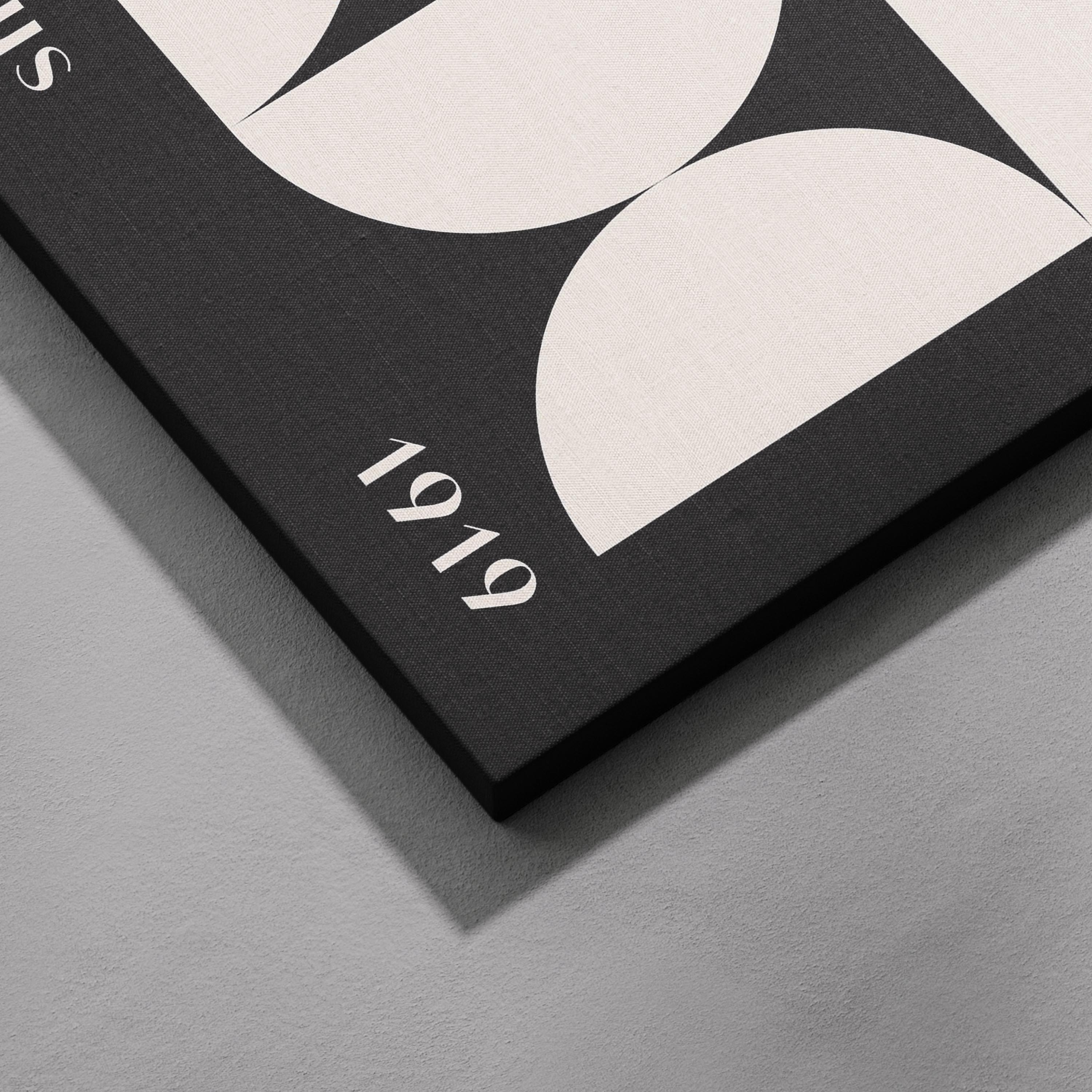 Bauhaus Half-Circles White on Black 1919 - Framed Canvas Wall Art Print