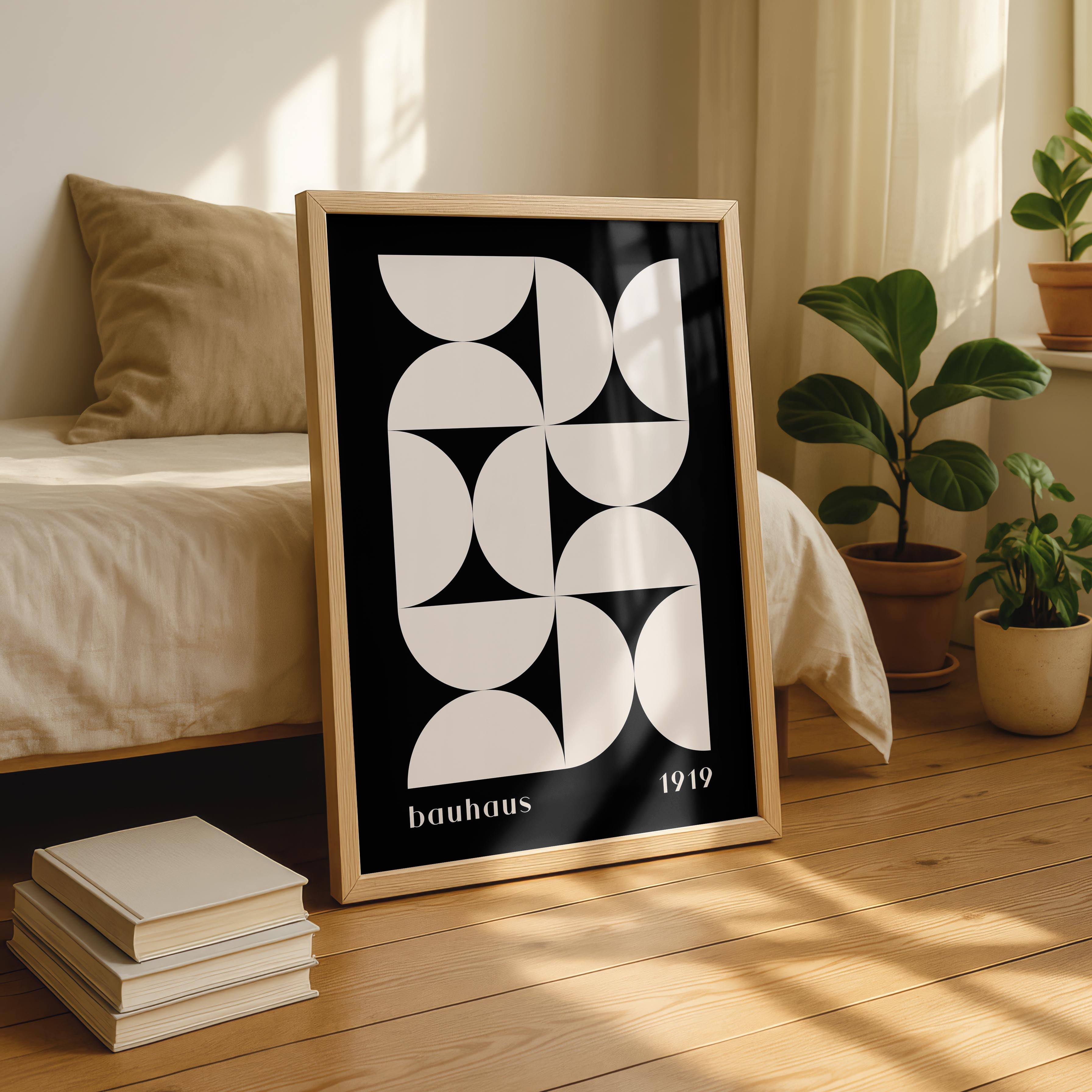Bauhaus Half-Circles White on Black 1919 - Rolled Poster Wall Art Print