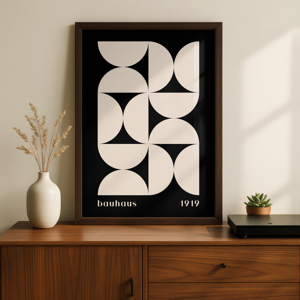 Bauhaus Half-Circles White on Black 1919 - Rolled Poster Wall Art Print