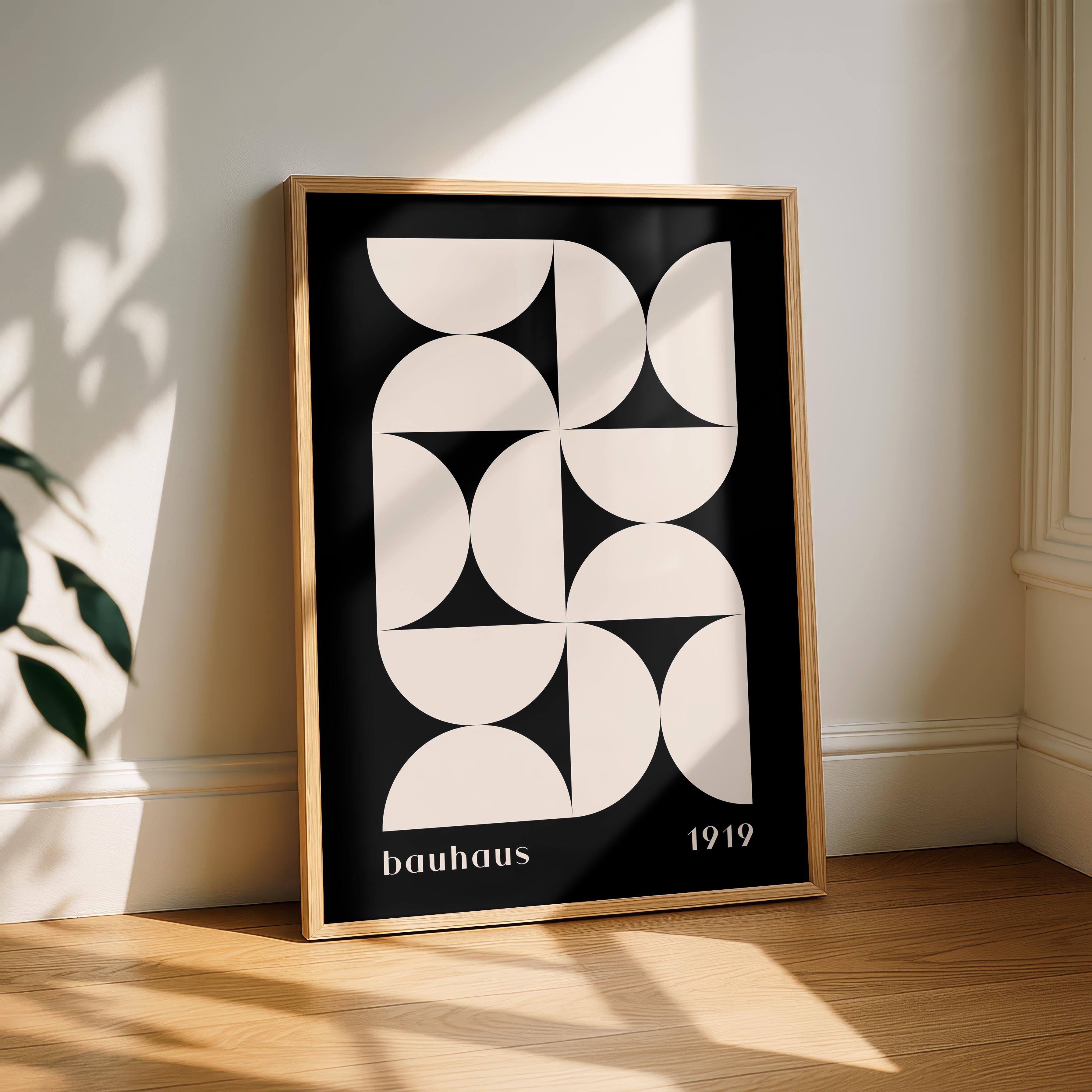 Bauhaus Half-Circles White on Black 1919 - Rolled Poster Wall Art Print
