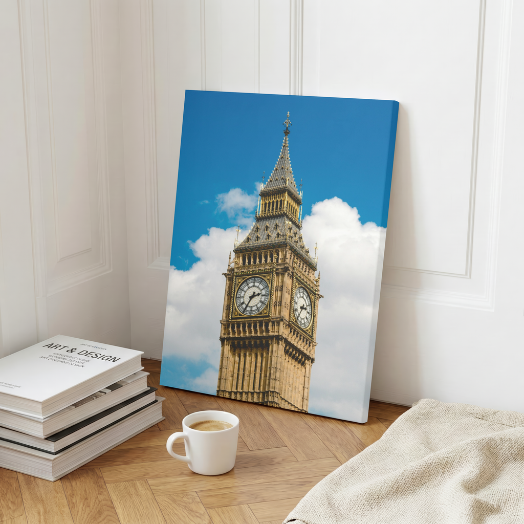 Big Ben & Blue Sky London City Travel - Framed Canvas Wall Art Print | House Prints