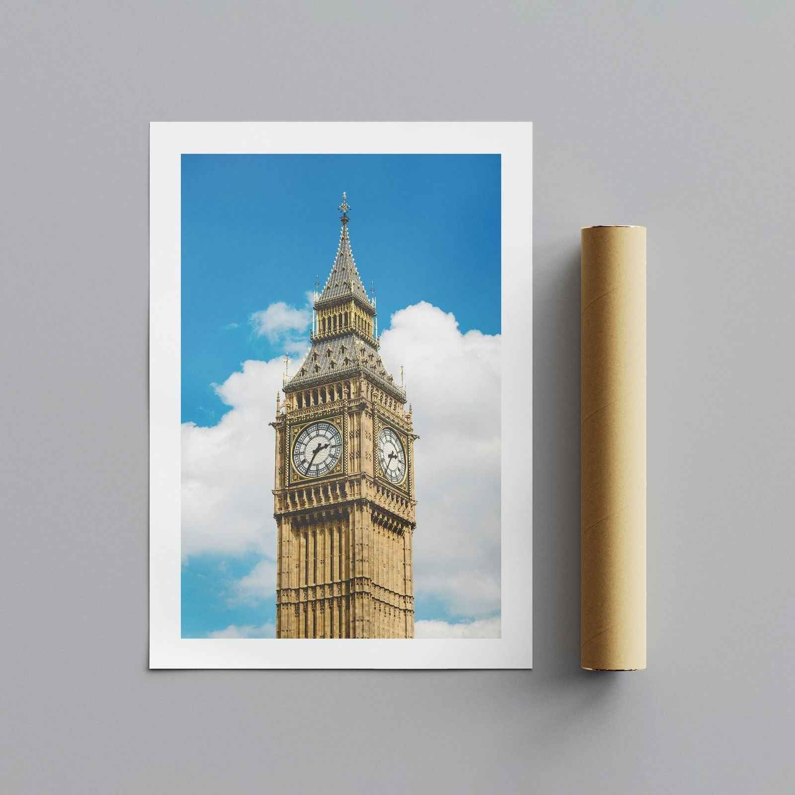 Big Ben & Blue Sky London City Travel - Rolled Poster Wall Art Print | House Prints