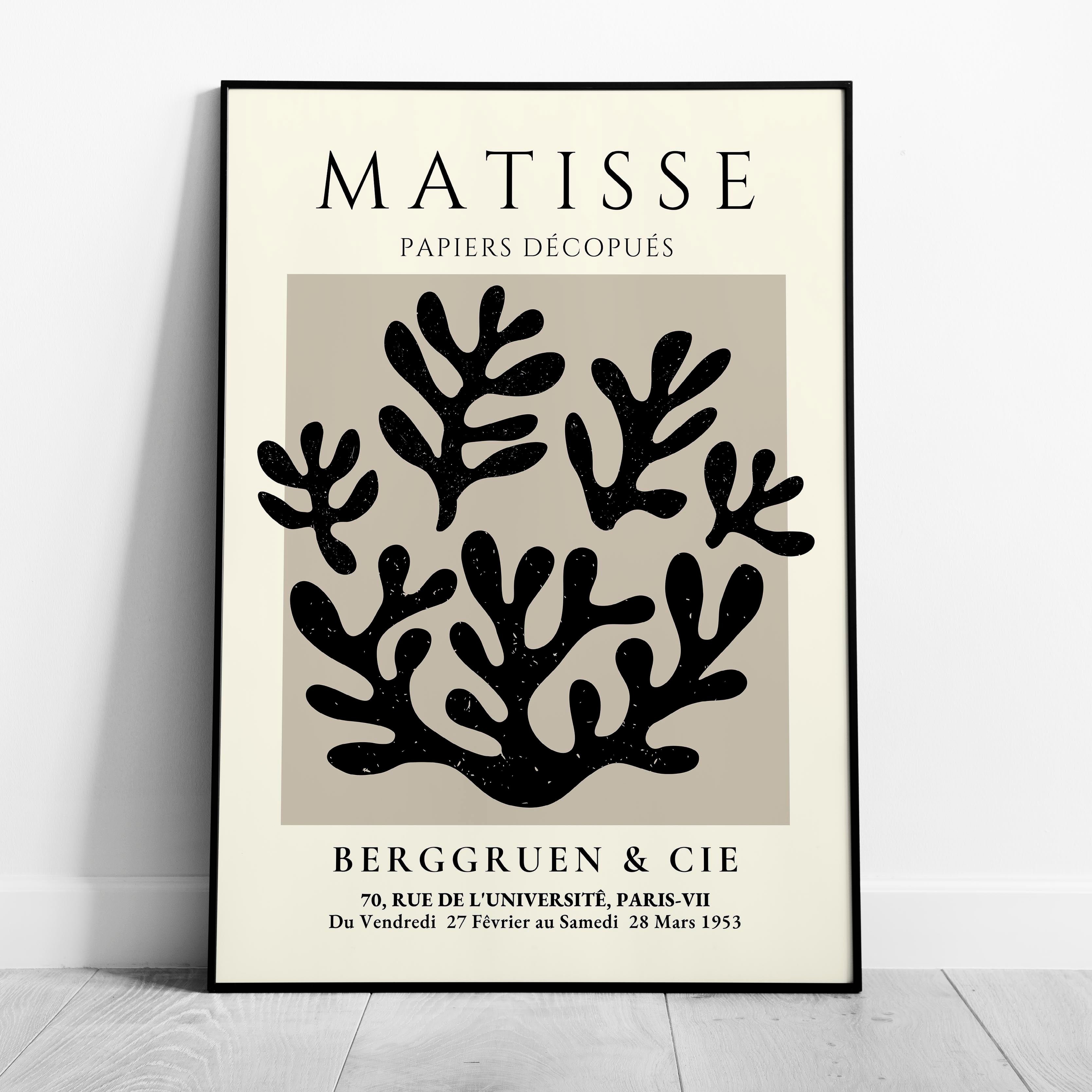 Black Botanical Pattern Papiers Découpés - Henri Matisse - Rolled Poster Wall Art Print