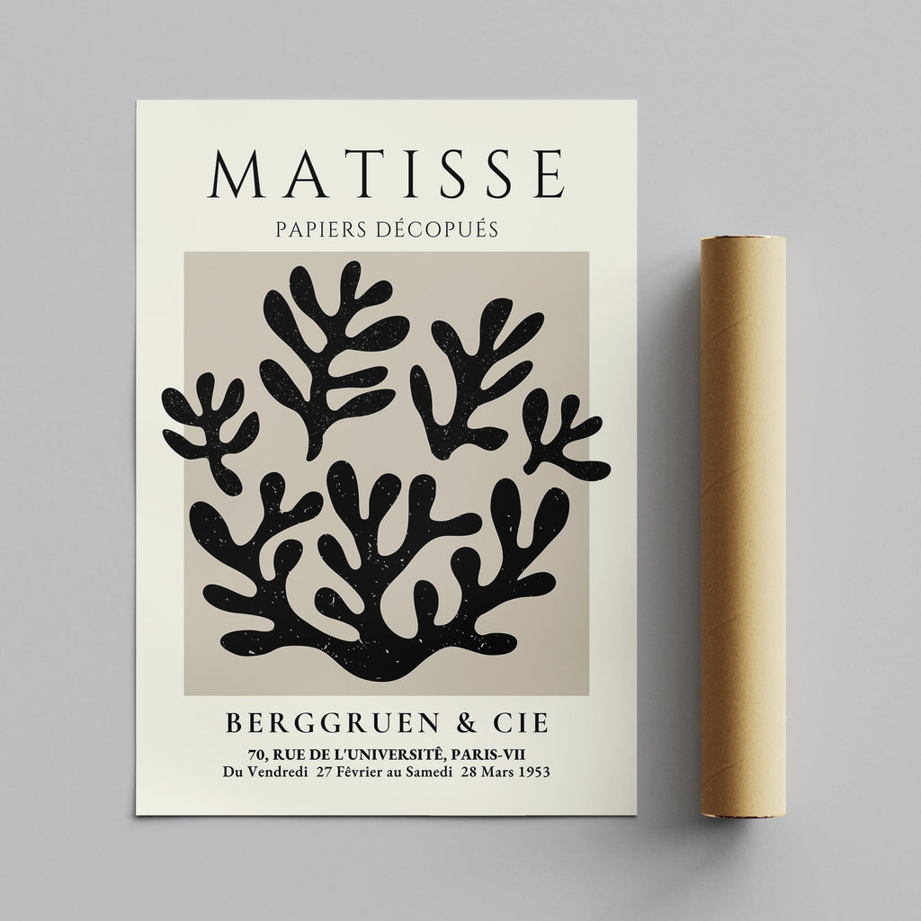Black Botanical Pattern Papiers Découpés - Henri Matisse - Rolled Poster Wall Art Print | House Prints