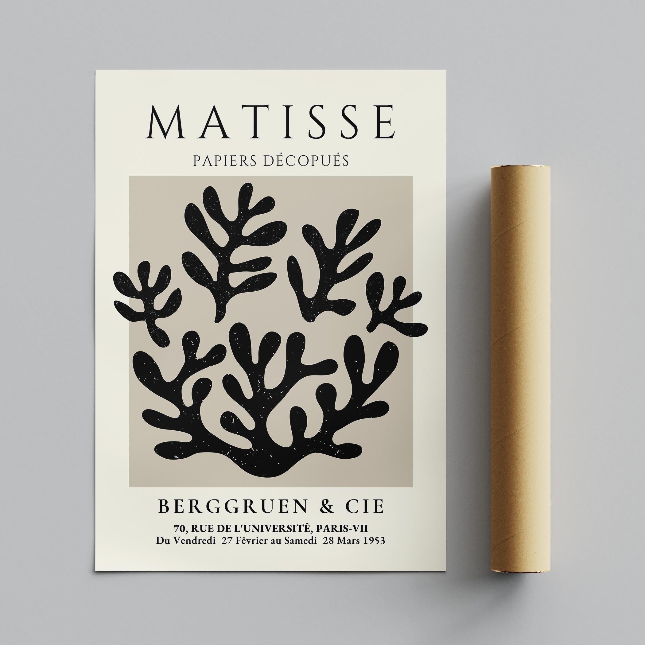 Black Botanical Pattern Papiers Découpés - Henri Matisse - Rolled Poster Wall Art Print | House Prints