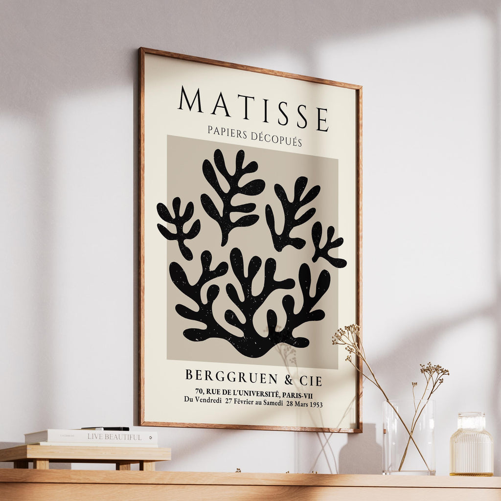 Black Botanical Pattern Papiers Découpés - Henri Matisse - Rolled Poster Wall Art Print | House Prints