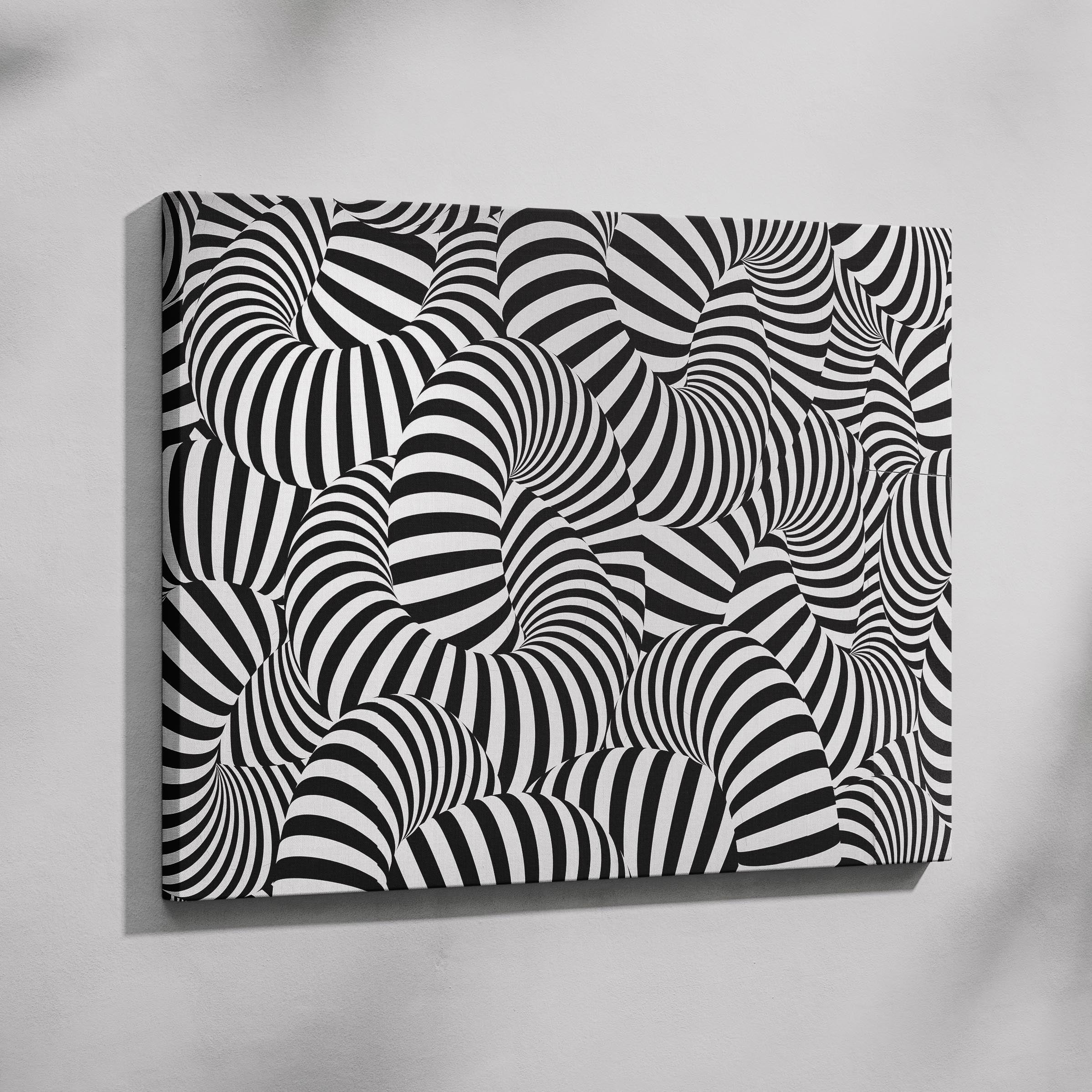 Black & White Abstract Illusion Pattern - Framed Canvas Wall Art Print | House Prints