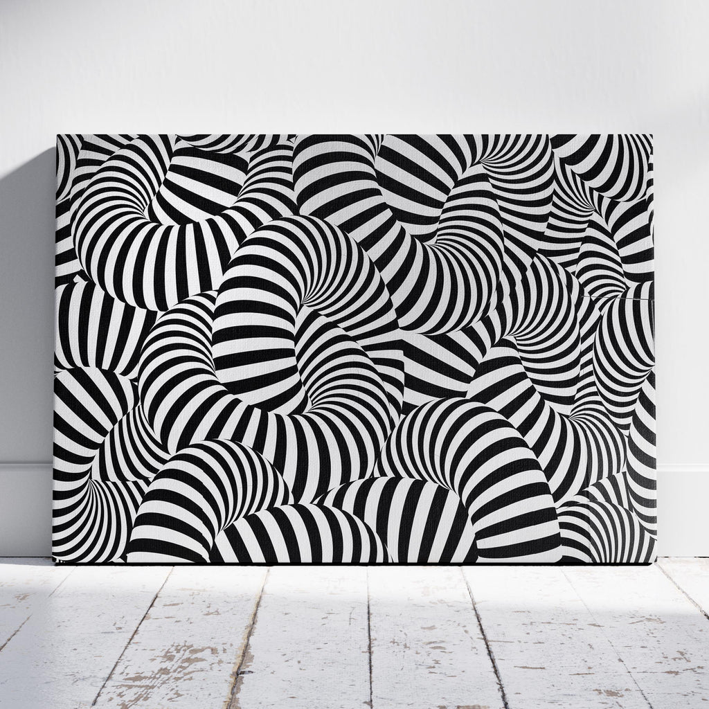 Black & White Abstract Illusion Pattern - Framed Canvas Wall Art Print | House Prints