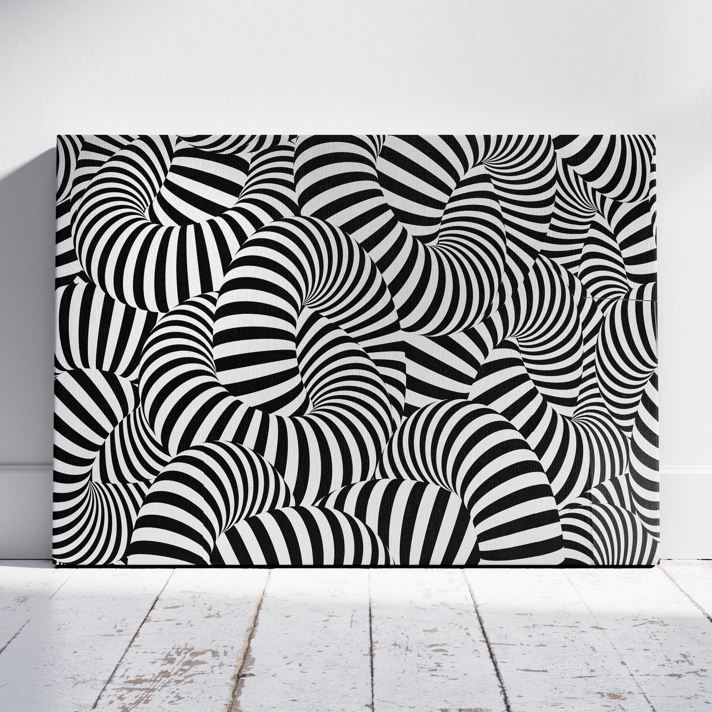 Black & White Abstract Illusion Pattern - Framed Canvas Wall Art Print | House Prints