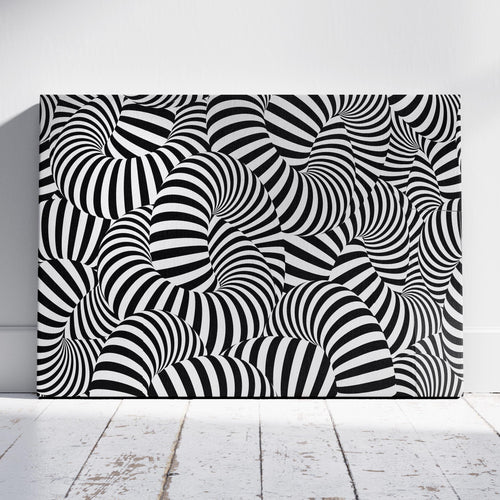 Black & White Abstract Illusion Pattern - Framed Canvas Wall Art Print | House Prints