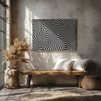 Black & White Abstract Illusion Pattern - Framed Canvas Wall Art Print | House Prints